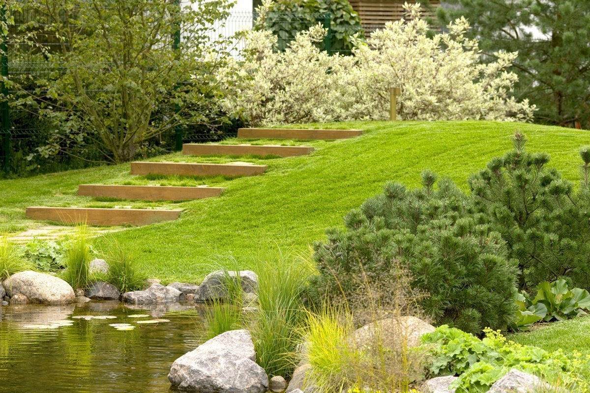 Сад на склоне - Ландшафтный дизайн участка на склоне Фото